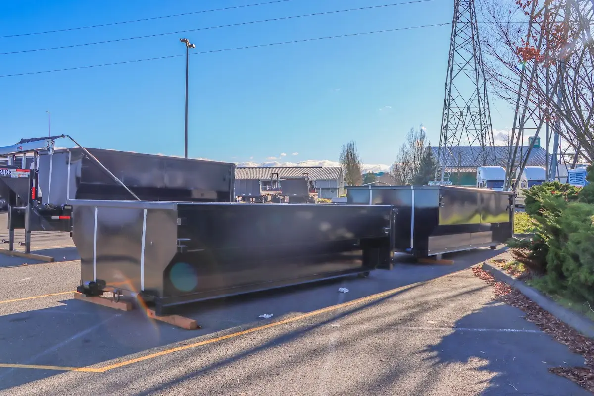 Roll-off dumpster ready for waste disposal at job site for 15 Yard Dumpster Rental in Goshen